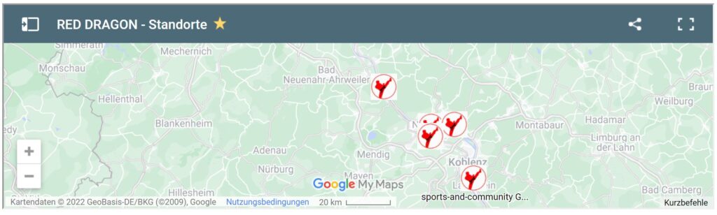 Listung aller RED DRAGON Kampfsportschulen auf Google Maps ansehen